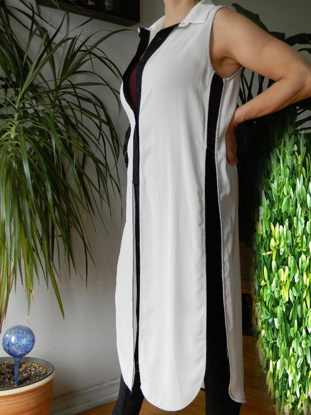 Manteau sans manche Moyen blanc et noir